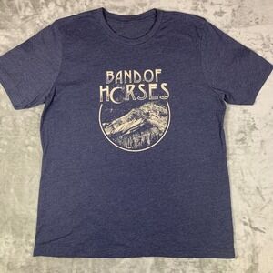 Band of Horses T-Shirt Mountain Graphic Men L Heather Blue Indie Rock Band Tee
